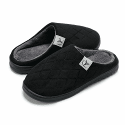 welltree Herren Hausschuhe Haus Weichem Plüsch Memory Foam Winter Indoor Schlafzimmer Warme Baumwolle Schuhe Anti-Slip 46/47 EU Schwarz Rhombus