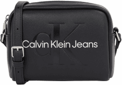 Calvin Klein Damen Crossbody Bag Tasche Sculpted Camera Bag Klein Schwarz (Black/Neutral)