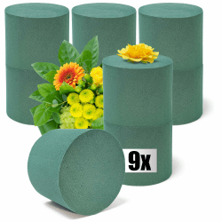 com-four® 6X Steckmasse für Blumengestecke in Zylinderform - Steckschaum für Frischblumen - Steckschwamm zum Basteln für Hochzeit, Ostern und Geburtstag (6 Stück - Zylinder groß)