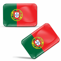 Biomar Labs® 2 x Aufkleber 3D Gel Silikon Stickers Portugal Portugiesisch Flagge Fahne Flag Auto Motorrad Fahrrad Fenster Tür PC Handy Tablet Laptop F 30