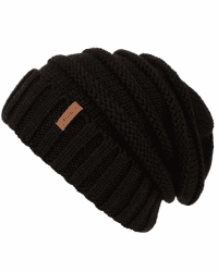 FURTALK Strickmütze Damen Slouch Beanie Mütze Street Style Grobstrick Wintermützen Klassische Weiche Beanie Winter Einheitsgröße Schwarz