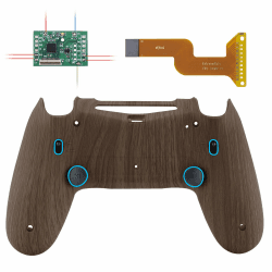 eXtremeRate DAWN2.0 FlashShot Trigger Stop Remap Kit für ps4 CUH-ZCT2 Controller,DIY-Ersatz Hülle Gehäuse&Upgrade-Board&2 Rücktasten&2 Trigger Lock für ps4 Controller JDM040/050/055-Holz Optik