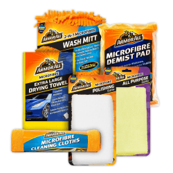 Armor All 7-teiliges Mikrofaser-Autoreinigungsset – Perfekte Innen- und Außenreinigung für Autos, inkl. Autoshampoo, Felgenreiniger und Lederreiniger 7-teiliges Mikrofaser-Set