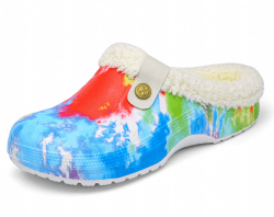 CELANDA Clogs Gefüttert Damen Herren Warm Hausschuhe wasserdichte Gartenclogs mit Fell Frauen Geschlossen Lined Clogs Winter Plüsch Pantoletten 42/43 EU Mehrfarbig