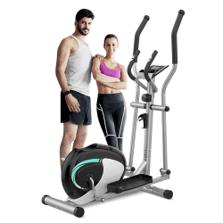 Dripex Crosstrainer für zuhause, Magnetisch ultraleiser Ellipsentrainer mit 8 Widerstandsstufen, 6KG Schwungrad, Pulssensor, LCD Monitor, Gerätehalterung, 120 kg Gewichtskapazität Grün