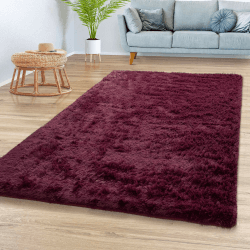 TT Home Teppich Wohnzimmer Hochflor Langflor Weich Soft Modernes Einfarbiges Design, Farbe:Violett, Größe:160x220 cm 160x220 cm Violett