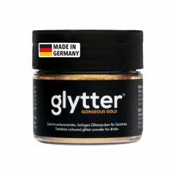 Glytter Glitzerpulver für Getränke (Gold) - essbarer Glitzer für Drinks & Flüssigkeiten, z.B. für Likör, Sekt, Cocktails - trinkbares & geschmacksneutrales Glitzerpuder, Staub