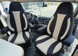 BREMER SITZBEZÜGE Maß Piloten Schonbezüge Sitzbezüge kompatibel mit Wohnmobil Ducato Weinsberg Adria Dethleffs Zubehör | 2er Schonbezug Set inkl. Armlehnen-Bezüge in Schwarz/Beige | WPL410 WPL410 Schwarz/Beige