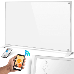 KESSER® Infrarotheizung Energiesparend Infrarot Standgerät & Wandmontage Elektroheizung 550W mit Fernbedienung Thermostat & App-Steuerung Elektrisch Heizpaneel Heizung Konvektor Standfüße 550W Weiß
