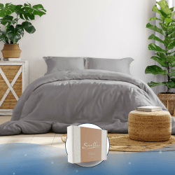 Samthus Bettwäsche 200x220 Baumwolle Satin - Oeko-Tex Made In Green - Himmlisch weicher Schlaf - Bettwäsche-Set mit 1x Bettbezug 200x220 + 2X Kissenbezug 80x80 - Duvet Cover - Grau 200 x 220 cm Grau
