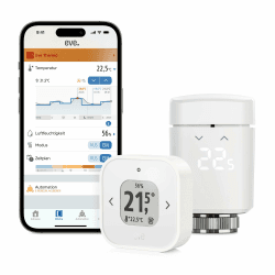 Eve Thermo – Raumkomfort-Set für Räume mit 1 Heizkörper, inkl. 1 Eve Thermo Control, für Apple Home, Matter/Thread, benötigt Apple TV 4K (2. Gen./3. Gen. 128 GB), HomePod (2. Gen.) oder HomePod Mini Eve Raumkomfort-Set (Matter)