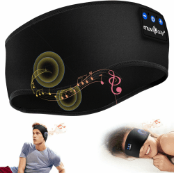 MUSICOZY Schlafkopfhörer Bluetooth, Schlaf Kopfhörer Seitenschläfer Kabellos Sport Kopfhörer Stirnband 16+STD für Yoga/Training/Reisen/Schlaflosigkeit,Tech Gadgets für Männer/Frauen Dunkel