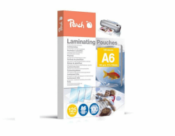 Peach Laminierfolien A6 - 125 mic - 100 pouches - glänzend - Premiumqualität für beste Laminierergebnisse - kompatibel mit Geräten aller Markenhersteller - PP525-04 Glänzend A6 125 100