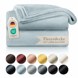 Blumtal Kuscheldecke flauschig - Oeko-TEX zertifizierte Fleecedecke 130x150 cm - Wohndecke 130x150 cm - Decke Couch als Wohn- & Kuscheldecke - Flauschdecke - Wohndecke Kuscheldecke 130x150 cm Hellbau 130 x 150 cm Hellblau