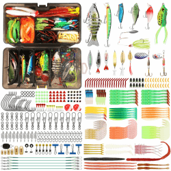 TRUSCEND Angeln Köder Set mit Tackle Box für Hecht, Zander, Forelle, Barsch, Angelzubehör einschließlich Gummifische, Oberflächenköder, Spinner, Popper, Jigs Head für Süßwasser Salzwasser Fischen C-340pcs