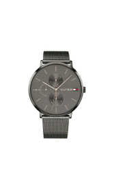 Tommy Hilfiger Damen Multifunktions-Quarz-Uhr - 3 Hilfszifferblätter, Wasserdicht bis 3ATM mit Leder- oder Edelstahlarmband in Glieder- oder Mesh-Design Grau