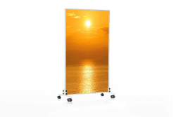 Könighaus Bild Infrarotheizung Standgerät - 1200 Watt - Energiesparend = wärmt innerhalb von 2 Minuten - mit Standfüßen & Thermostat - mobile Standheizung - Echter Hingucker mit Motiv: Sonnenaufgang 1200 W Sonne