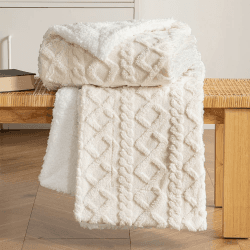 MIULEE Kuscheldecke Decke Sofa Wohndecke 150x200 cm Lammdecke Bettdecke Gestreifte Flauschige Weiche Decke Sofaüberwurf Couchdecke für Bett Sofa Wohnzimmer Helles Beige 150x200 cm Beige