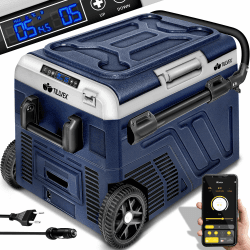 tillvex® Kompressor Kühlbox elektrisch 40-60 Liter | Elektrische Gefrierbox WIFI-APP-Steuerung 12/24 V 230V | Kühlschrank bis -20 °C für Auto, Lkw, Camping (Navyblau, 60 Liter) 60 Liter Navyblau