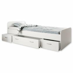 Boro Modernes Einzelbett mit 3X Schubkästen 90 x 200 cm - Praktisches Jugendzimmer Kojenbett in Weiß - 95 x 66 x 204 cm (B/H/T) Stil 2 Weiß
