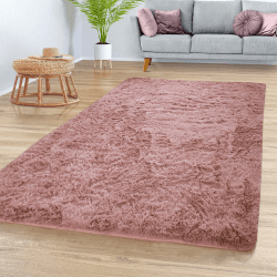 TT Home Teppich Wohnzimmer Hochflor Langflor Weich Soft Modernes Einfarbiges Design, Farbe: Rosa Braun, Größe:160x220 cm 160x220 cm Rosa Braun