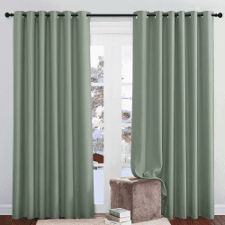 PONY DANCE Vorhang Salbeigrün Blickdicht Gardinen Wohnzimmer Modern 2er Set H 210 x B 200 cm Verdunklungsvorhänge Ösen Thermogardine Kälteschutz Blackout Curtain for Living Room H210 x B200 cm (2er Pack) Salbeigrün