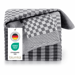 Blumtal Geschirrtücher Baumwolle 50x70 cm im 10er Set - OEKO-TEX zertifizierte Küchentücher - extrem saugstarke Geschirrhandtücher - Küchenhandtücher waschbar 95 °C - Geschirrtuch Schwarz-Weiß Karo 10 Stück Schwarz