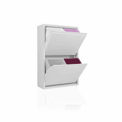 Betten-ABC Refina Mehrzweckschrank, Mülltrenner, platzsparend, aus pflegeleichtem Metall Farbe: Weiß, Größe 4 x 15 L Weiß 4 x 15 L