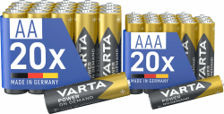 VARTA Batterien Mischpack 40 Stück, AA 20 Stück + AAA 20 Stück, Power on Demand, Alkaline, Vorratspack in umweltschonender Verpackung, leistungsstark, Made in Germany AA+AAA 40 Stück