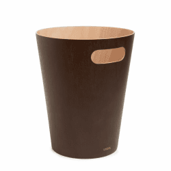 Umbra Woodrow Abfalleimer – Zweifarbiger Holz Papierkorb für Büro, Badezimmer, Wohnzimmer und Mehr, 7,5l Fassungsvermögen, Natur / Espresso, Medium