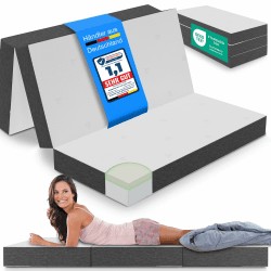 maxVitalis Premium Visco Klappmatratze 140x200 cm, extra hoch 15 cm, Gästematratze klappbar, Faltmatratze, Faltbare Matratze, Bandscheibenwürfel, Reisematratze, Gästebett klappbar, Klappbett waschbar Grau/Weiß 140 x 200 x 15 cm