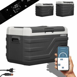 Arebos Kompressor Kühlbox 26 Liter | Elektrische Gefrierbox mit APP & Smart-Steuerung | Mobile Kühltruhe mit USB-Anschluss | bis -20 °C | 12/24 V 230V | für Auto,LKW,Camping,Boot,Wohnmobil