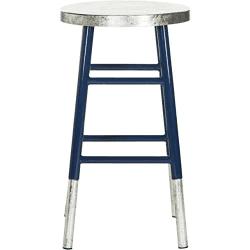 SAFAVIEH Modern Bar & Counter Stool, in Navy and Silver Blau 34 x 34 x 60.96 cm