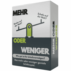More or Less Mehr oder weniger Kartenspiel | Wie gut ist Ihr Urteilsvermögen? Kinder & Erwachsene | 2+ Spieler Deutsche Ausgabe