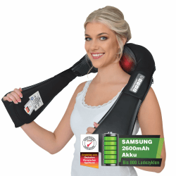 DONNERBERG® Das Original Nackenmassagegerät Kabellos Akku Massagegerät Effektive VIBRATION 4D Shiatsu Massage Schulter Nacken Langlebige Markenbatterie
