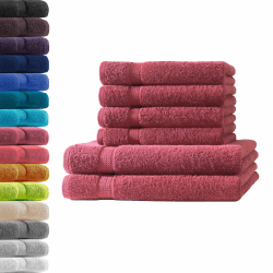 2X Duschtuch + 4X Handtuch | Bordeaux | 100% Baumwolle Frottier | Oeko-TEX® Standard 100 | Premium Qualität 500 g/m² SET | 2x Duschtuch + 4x Handtuch Bordeaux