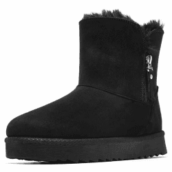 SHULOOK Winterschuhe Damen Gefütterte Warm Winterstiefel Damen Reißverschluss rutschfeste Schneestiefel Winter Schuhe Damen 37 EU Schwarz