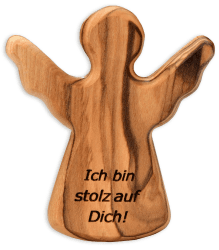 Kassis Geschenkartikel Olivenholz-Schutzengel - Handgefertigte Engel-Figur aus Bethlehem - Schutzengel-Glücksbringer - (Ich Bin stolz auf Dich) - (1 Stück) Ich Bin Stolz auf Dich 1