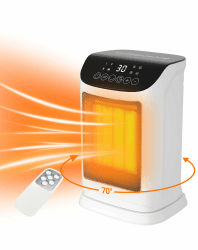Primevolve Heizlüfter Energiesparender-1800W PTC Keramik Heizlüfter mit Oszillation, 12 Stunden-Timer, Fernbedienung, 4 Heizmodi, Thermostat - Leises