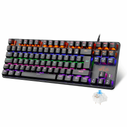 Rii Mechanische Tastatur Gaming Keyboard, Gaming Tastatur TKL mit QWERTZ, Tastatur Mechanisch mit Blaue Schalter, Tastatur Kabel