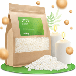 molinoRC 800g Sojawachs für Kerzen [100% pflanzlich] - Reines Premium Soja Wachs für Kerzen mit Langer Brenndauer - Creme weißes Soja Kerzenwachs zum Gießen - Soy Wax for Candle Making 800 g