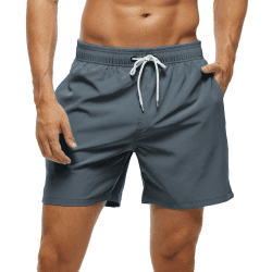 Arcweg Badehose für Herren mit Reißverschlusstasche Atmungsaktiv Wasserabweisend Badeshorts Männer Trainingsshorts Elastisch Verstellbar Mit Tunnelzug Meshfutter XXL Grau