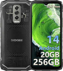 DOOGEE Blade 10 Ultra Outdoor Handy Ohne Vertrag Android 14, 20 GB + 256 GB Outdoor Smartphone, 10,7 mm ultradünn, transparente Rückseite, 5150 mAh, 6,56 Zoll HD+ 90 Hz, 50 MP, IP68/69K/NFC/GPS Schwarz