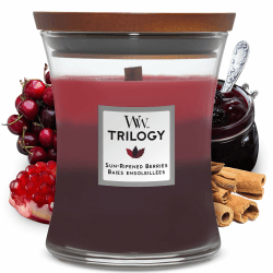 Mittelgroße WoodWick Trilogy-Duftkerze im Sanduhrglas mit Pluswick-Innovation, Sun-Ripened Berries mittelgroße Kerze im Sanduhrglas Berries