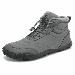 FLARUT Winter Barfußschuhe Herren Damen Warm Gefüttert Winterschuhe Breite Zehen Wasserabweisend Traillaufschuhe Winterstiefel Tiefes Grau 39 EU