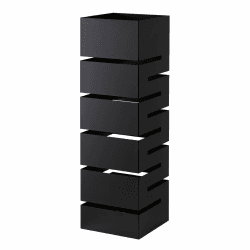 Baroni Home Schirmständer mit modernem Design aus Metall mit geometrischer Schnitzerei - Schirmständer mit Haken und abnehmbarem Auffangfach für Heim- und Bürodekoration, Taupe, 15,5x15,5x49 cm Schwarz