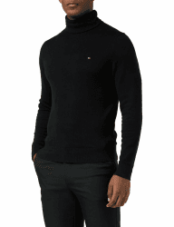 Tommy Hilfiger Herren Pullover Pima Cashmere Roll Neck mit Rollkragen L Black (Black)