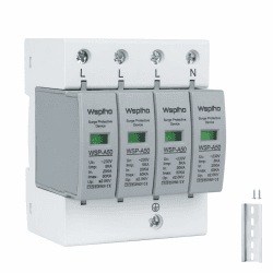 WSPIHO 4-Polig Überspannungsschutz,Überspannungsableiter Typ 1+Typ 2,230V Überspannungsschutzgerät für den Blitzschutz Surge Arrester Surge Protection 230V 20-50KA