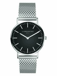 Liebeskind Berlin Armbanduhr aus Edelstahl mit verstellbarem Mesh-Armband Silber-schwarz