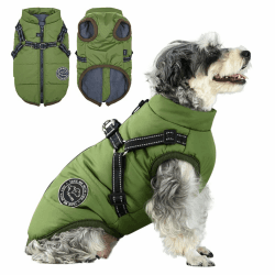 Savlot Hundejacke Winterweste Jacken Hundemantel Hundepullover Haustier Skifahren Kostüm Ärmellose Baumwolle Gepolsterte Weste Mit Brustgurt Gurt - Grün, XL XL (1er Pack) Grün